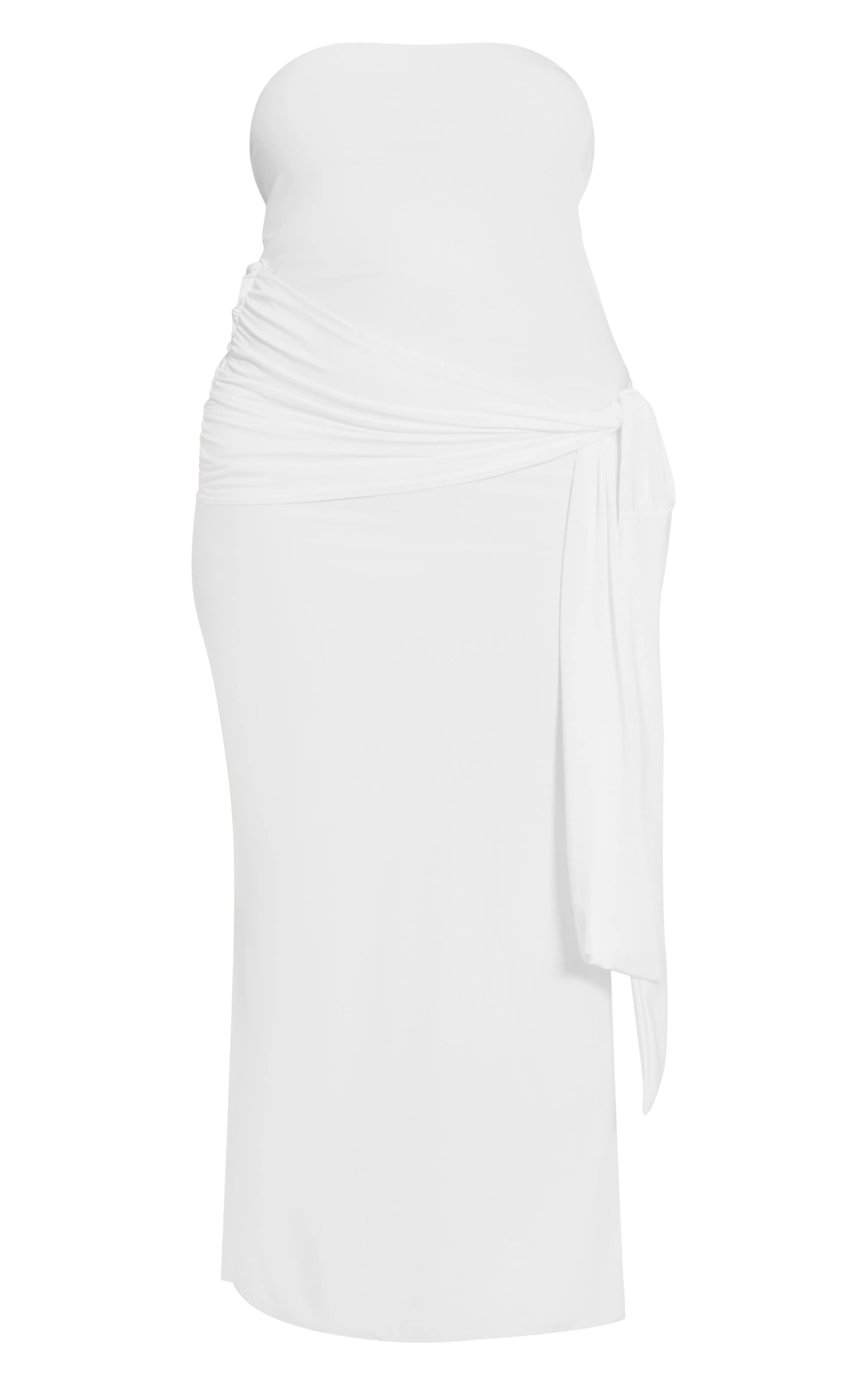 Plus Cream Tie Detail Bandeau Soft Touch Maxi Dress image 5