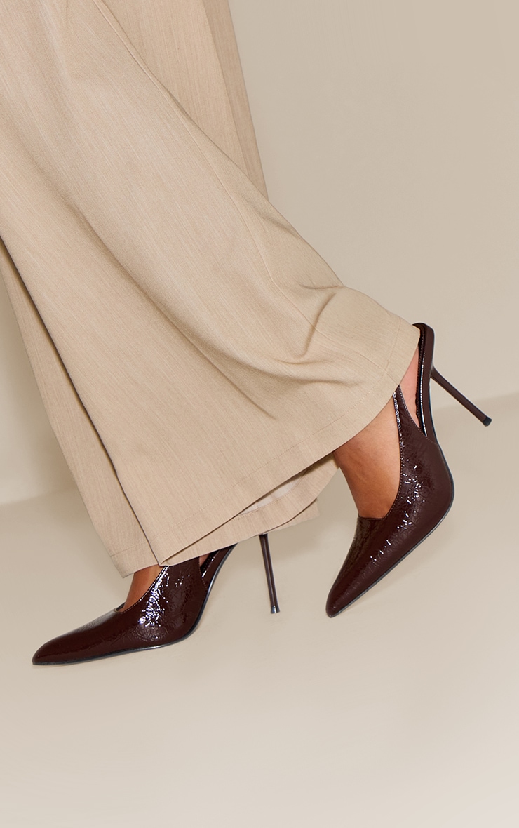 Chocolate Crinkle Heeled Sling Back Court Shoe image 1
