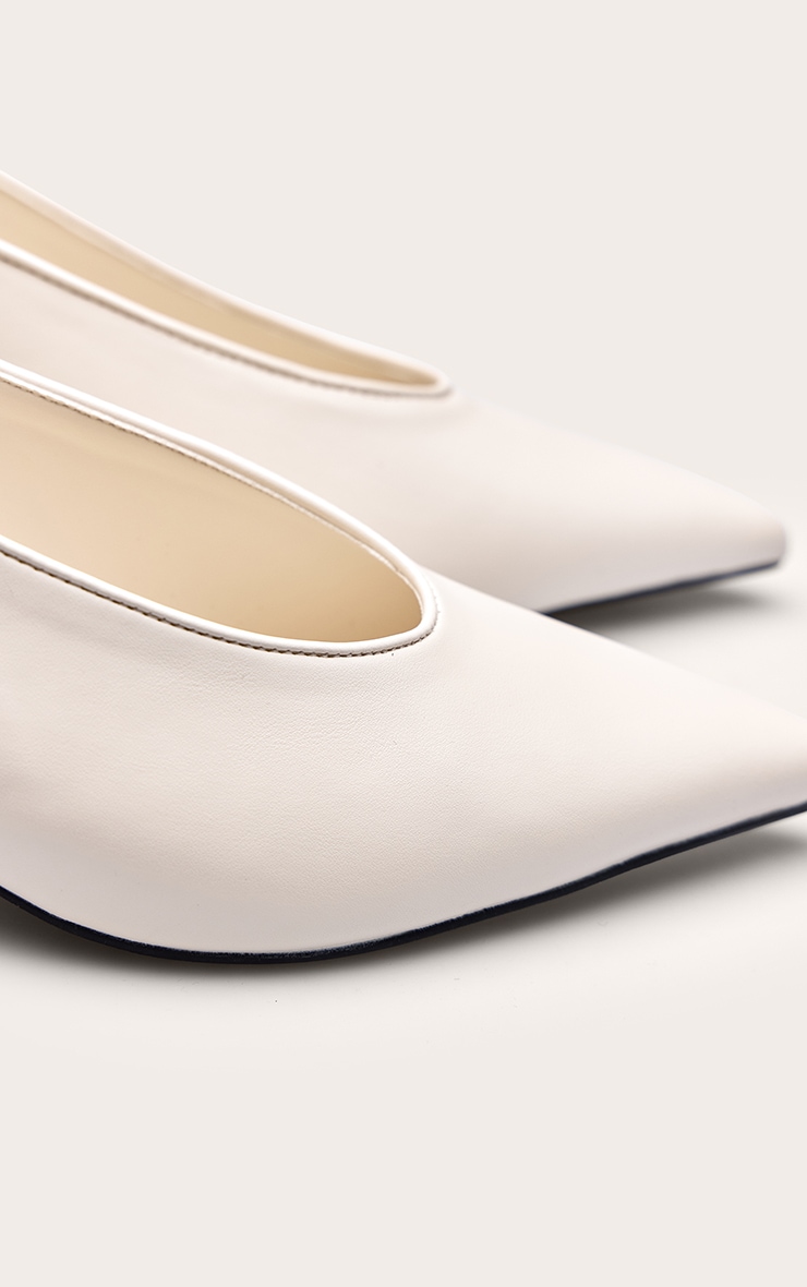 Cream Buttery PU Point Toe Curved Heeled Sling Back image 5