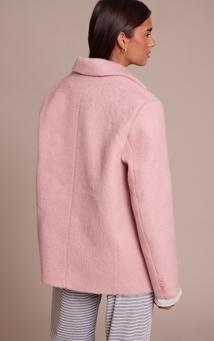 Pink Brushed Wool Look Oversized Blazer image 2