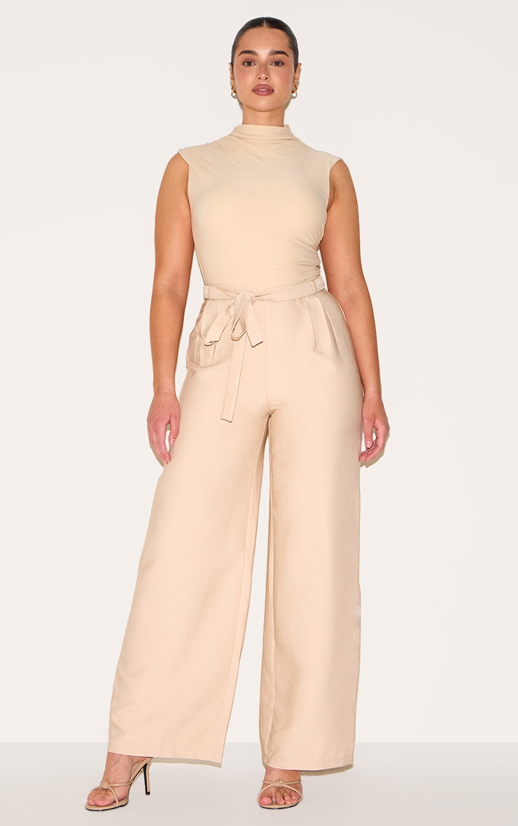 Shape Sand Woven Highwaisted Belted Wide Leg Pants image 2
