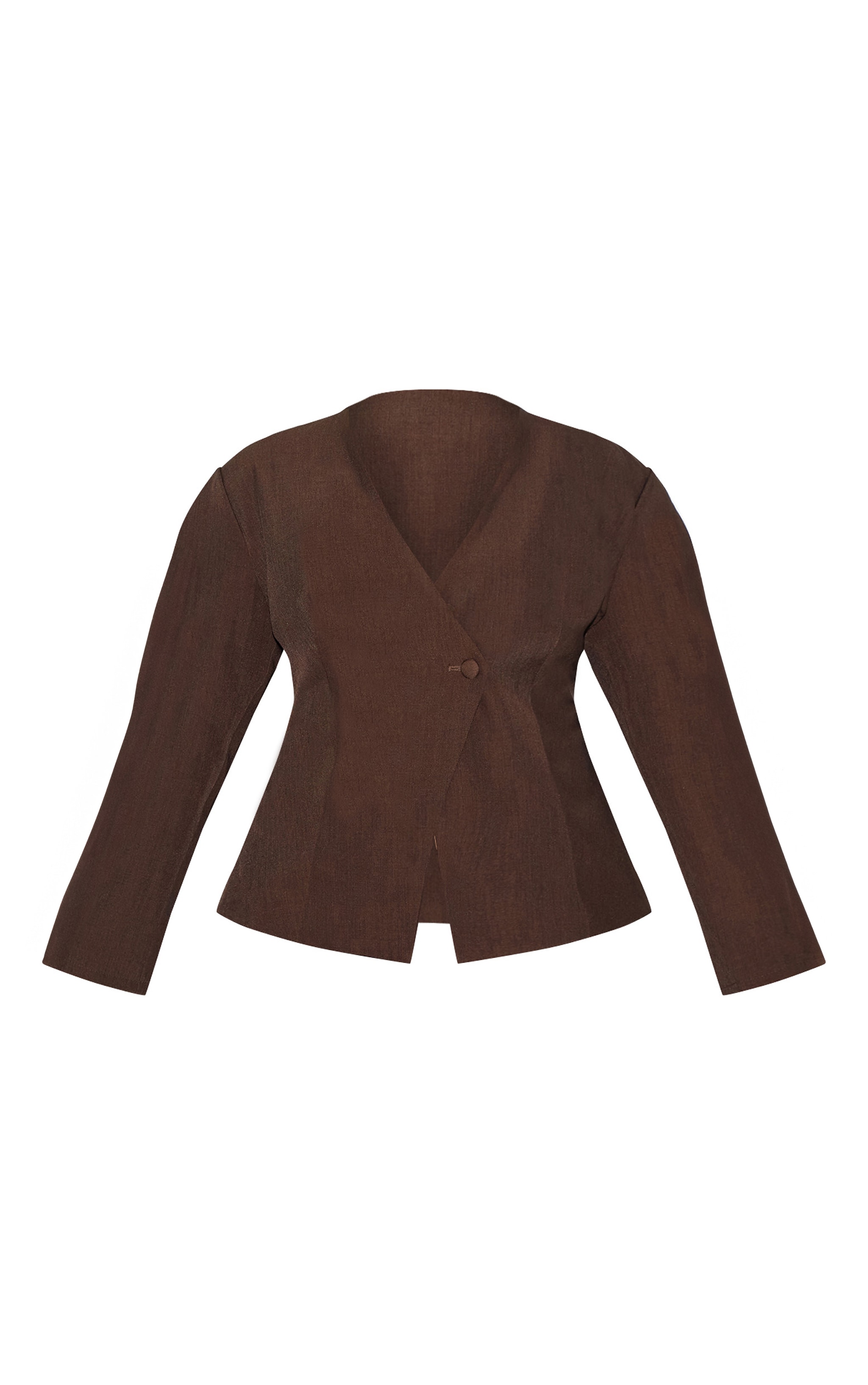 Plus Blazer de tailleur asymétrique chocolat profond à taille cintrée image 5