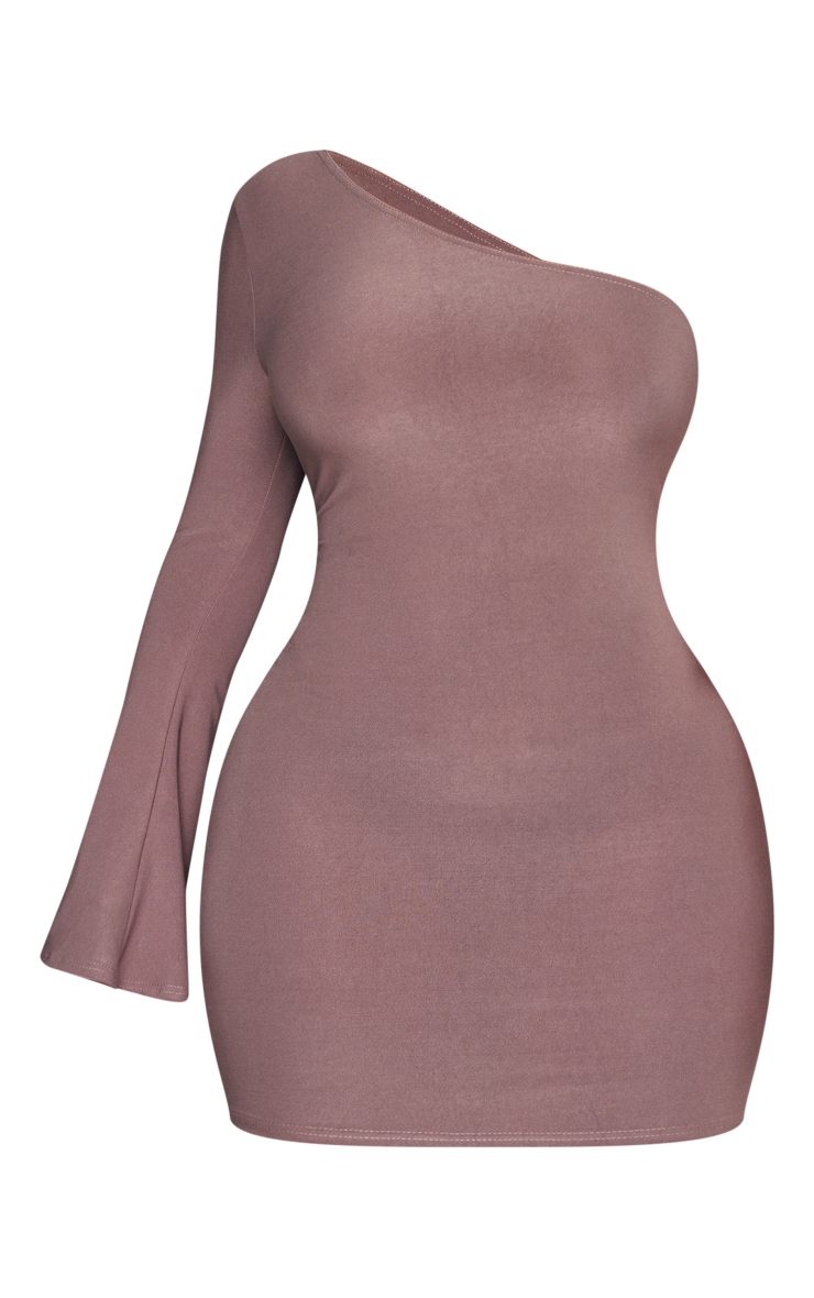 Shape Mocha Rose Asymmetric Sleeve Bodycon Dress PrettyLittleThing AUS