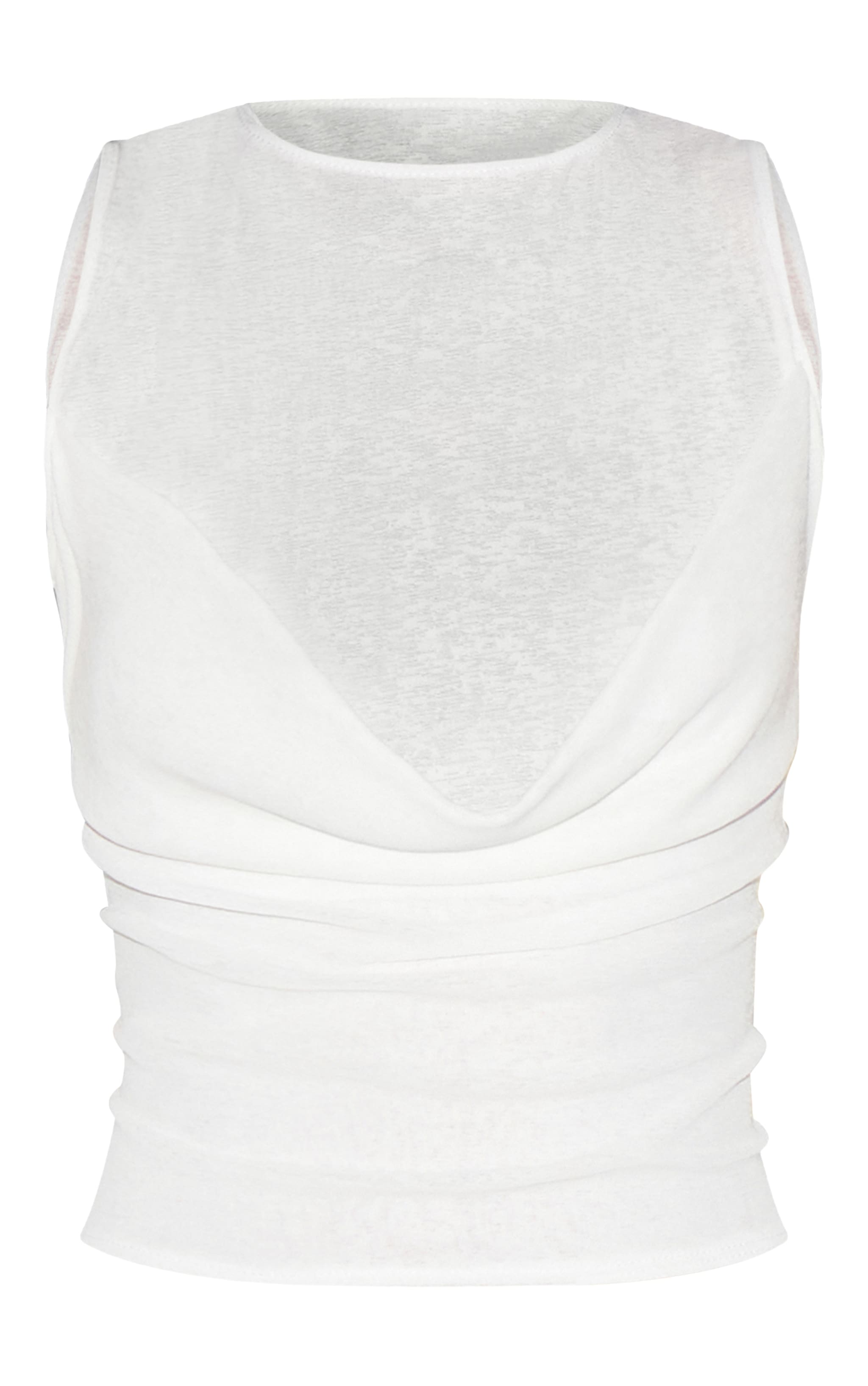 White Onion Skin Drape Vest Top image 5