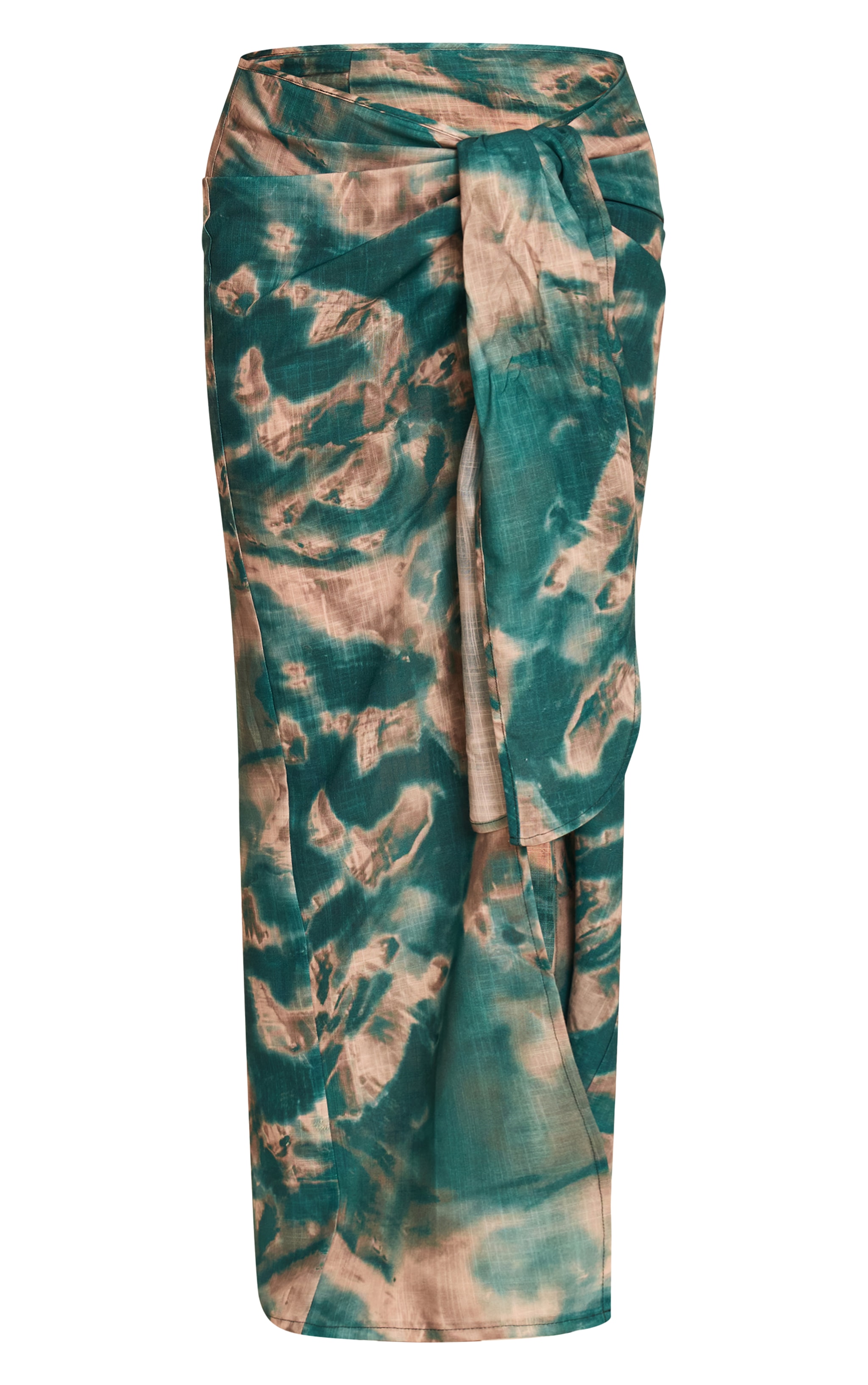 Teal Shell Tie Dye Linen Look Beach Sarong image 5