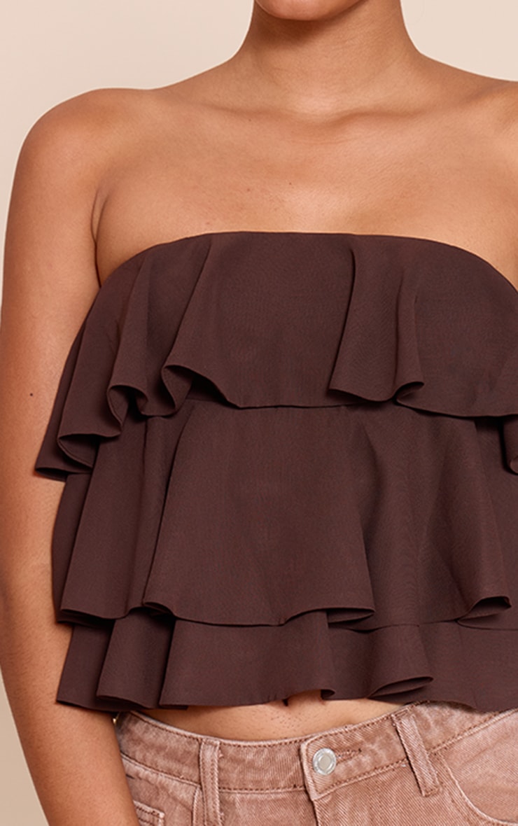 Chocolate Chiffon Ruffle Detail  Bandeau image 4