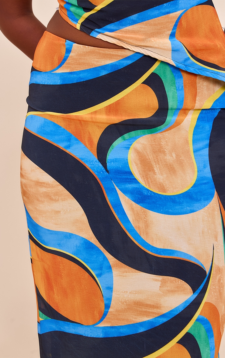 Jupe longue en mousseline de soie multicolore abstrait image 4