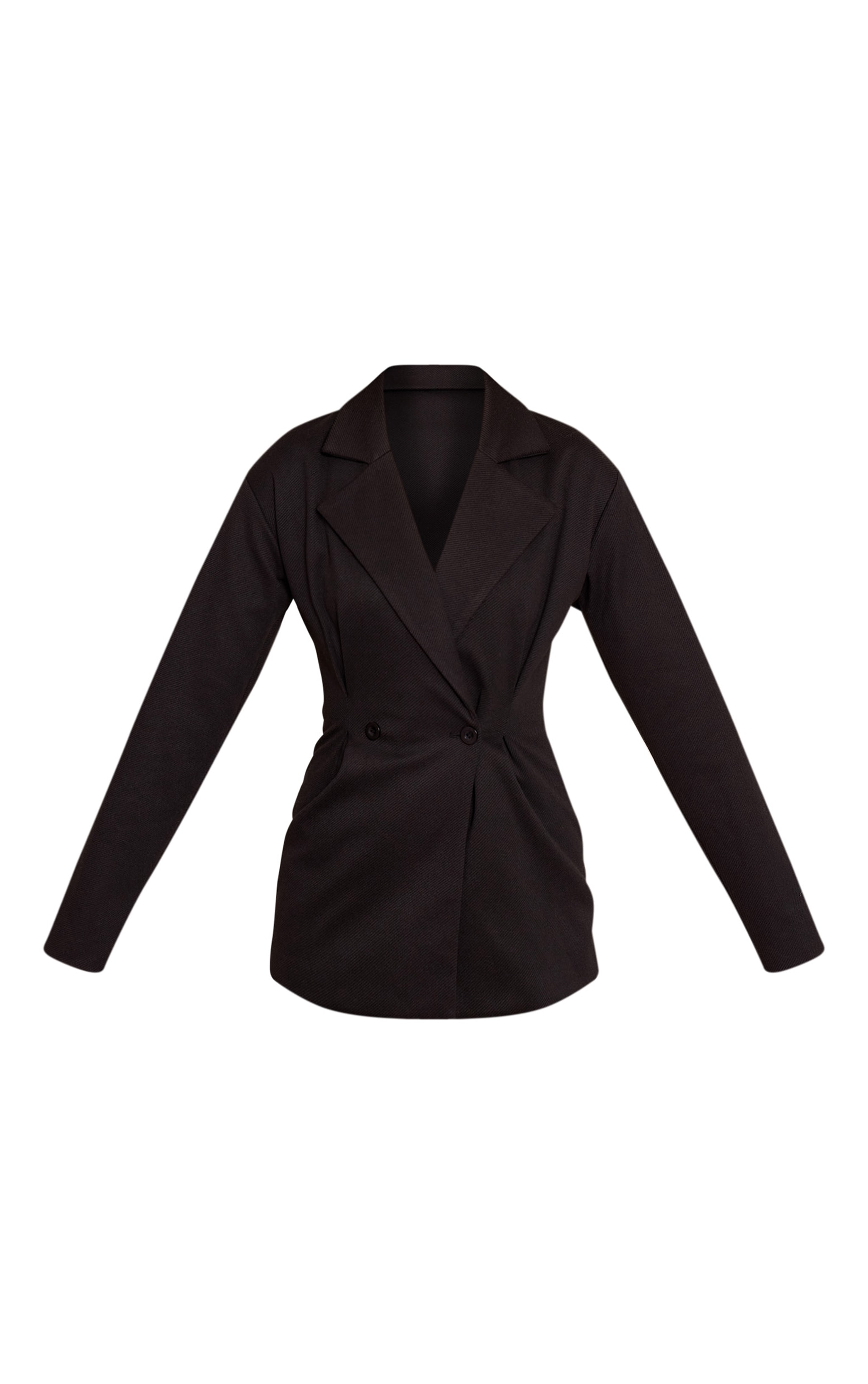 Black Wool Look Cinched Blazer Dress image 5