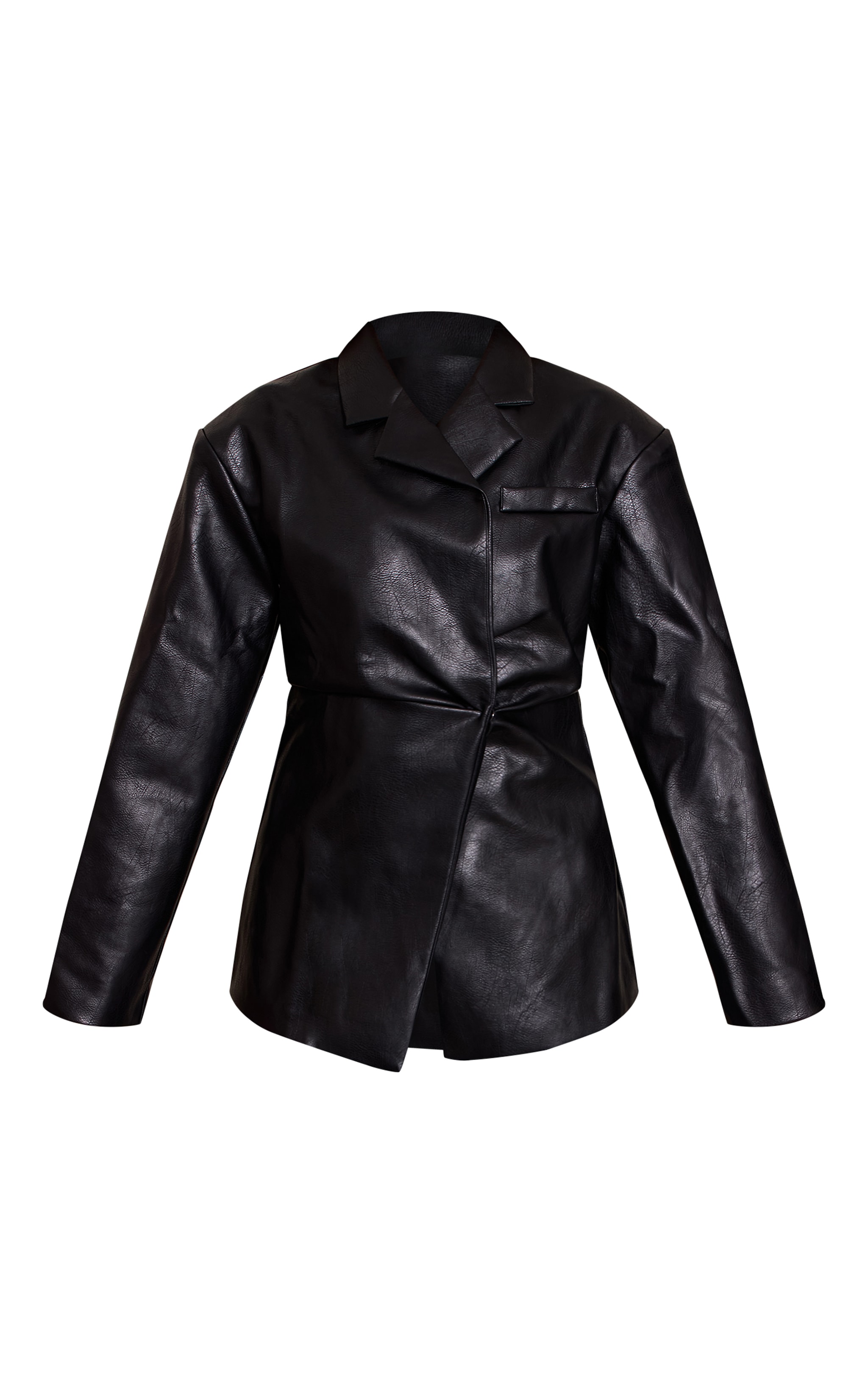 Blazer en PU noir à taille cintrée image 5