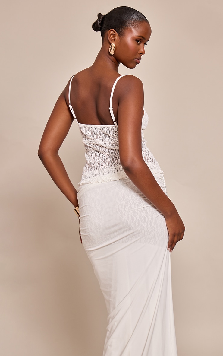 White Lace Tie Front Cami Top image 2