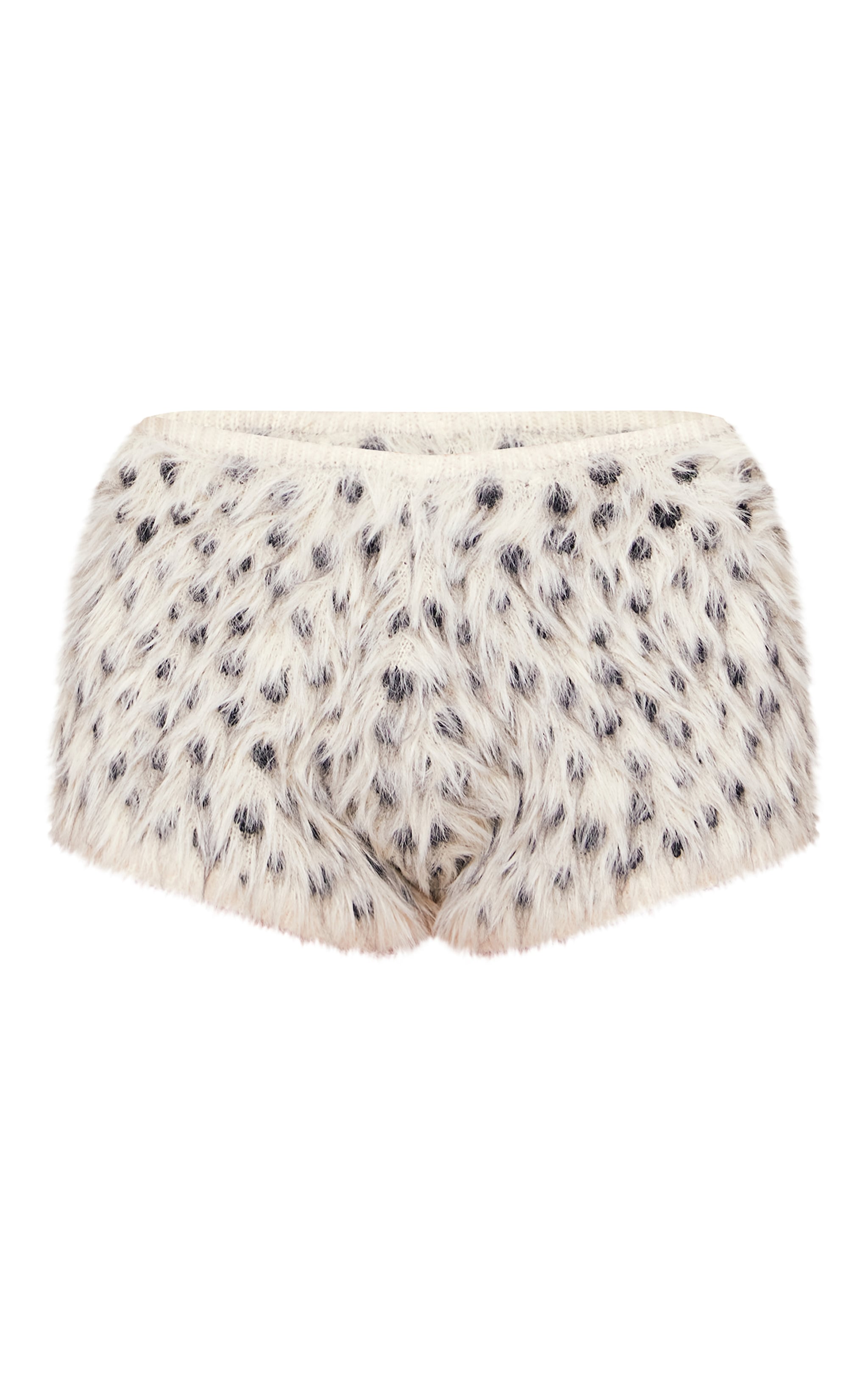 Petite Cream Fluffy Knit Cheetah Print Hotpants image 6