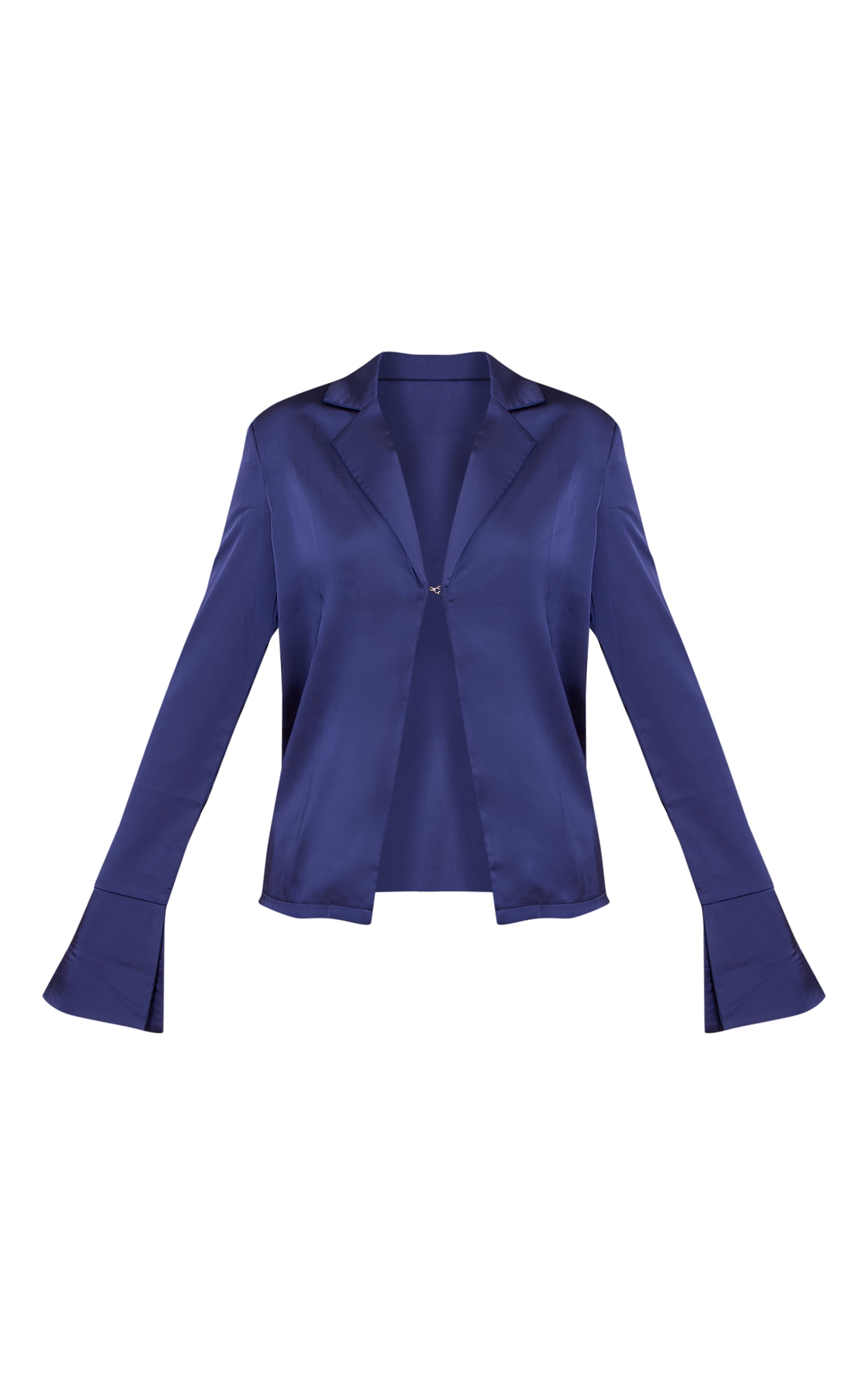 Navy Satin Hook And Eye Detail Oversized Shirt image 5