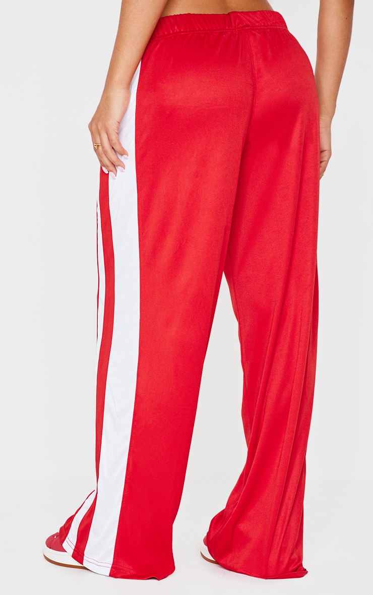 Petite Red Stripe Detail Wide Leg Track Pants image 3