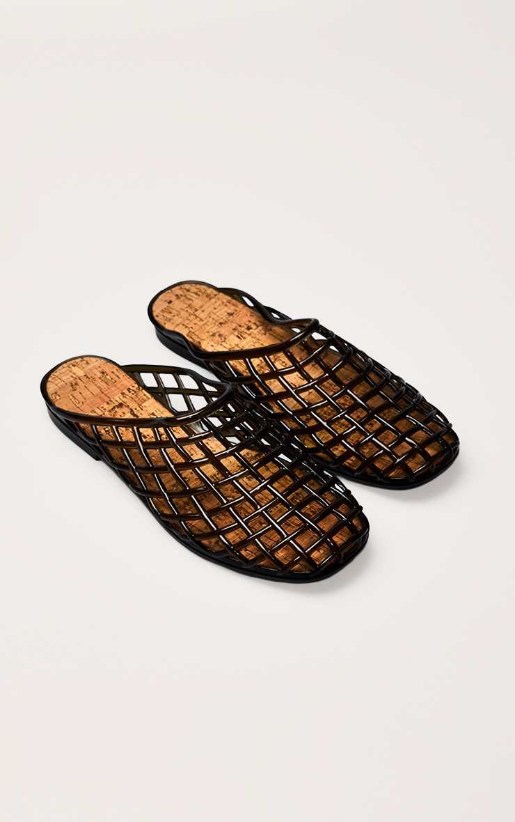 Black Jelly Cork Sole Mules image 3