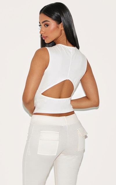 Petite Cream Open Back Sleeveless Top