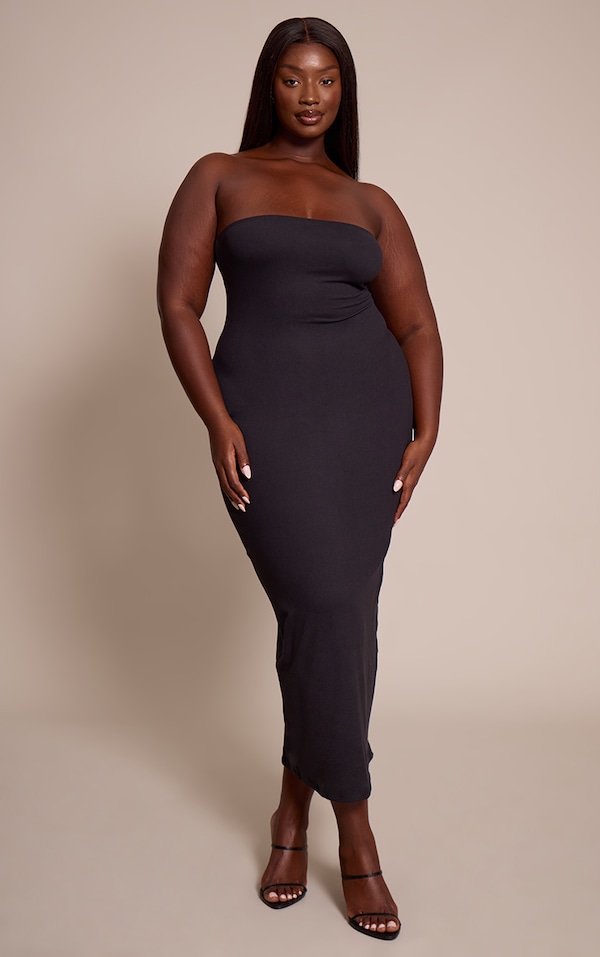 Plus Black Sculpt Bandeau Maxi Dress