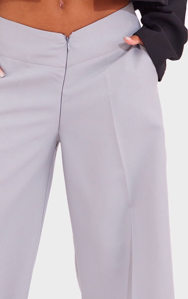 Grey Woven Zip Front Low Rise Trousers image 4