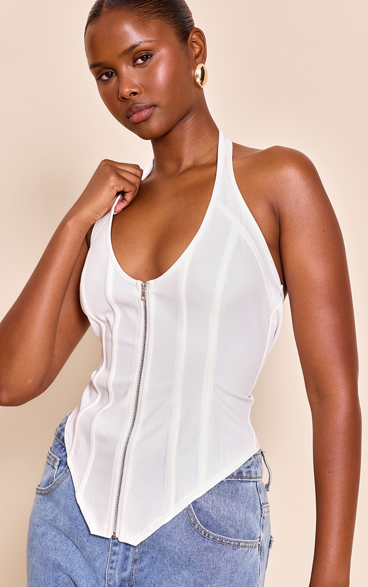 White Boned Dip Hem Corset image 4