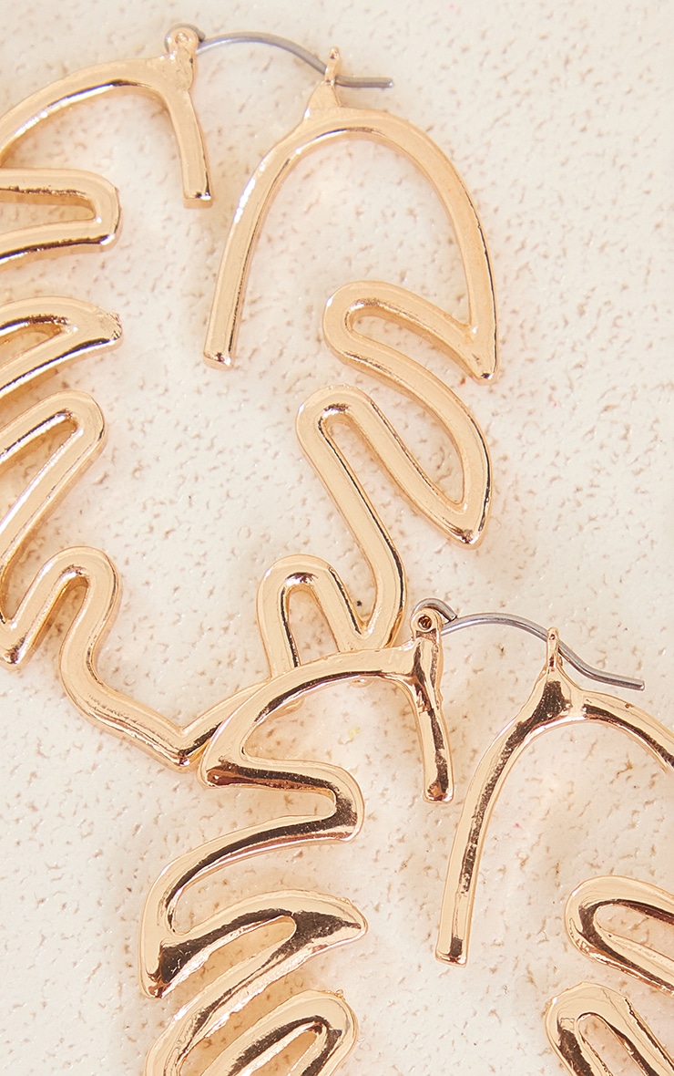 Gold Palm Leaf Statement Earrings image 3