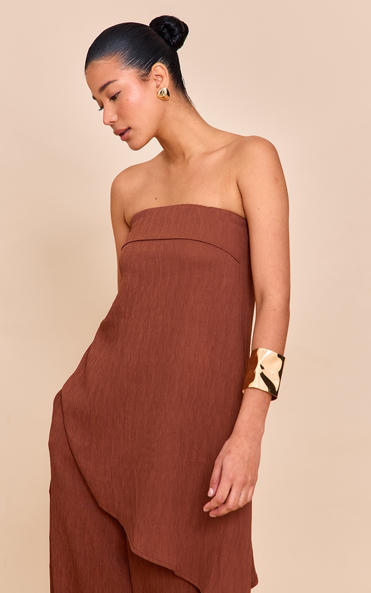  Chocolate Bandeau Asymmetric Drape Detail Top image 2