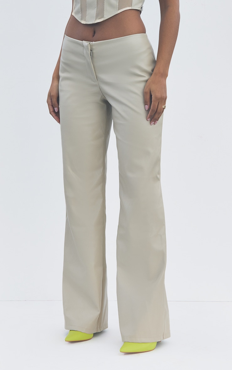 Stone Faux Leather Low Rise Wide Leg Trousers image 2