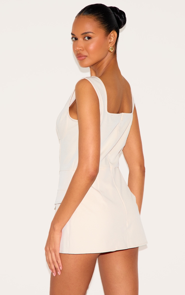 Almond Woven Pocket Detail Sleeveless Skort Romper image 2