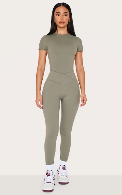 Petite Legging de sport en Sculpt vert olive à taille croisée