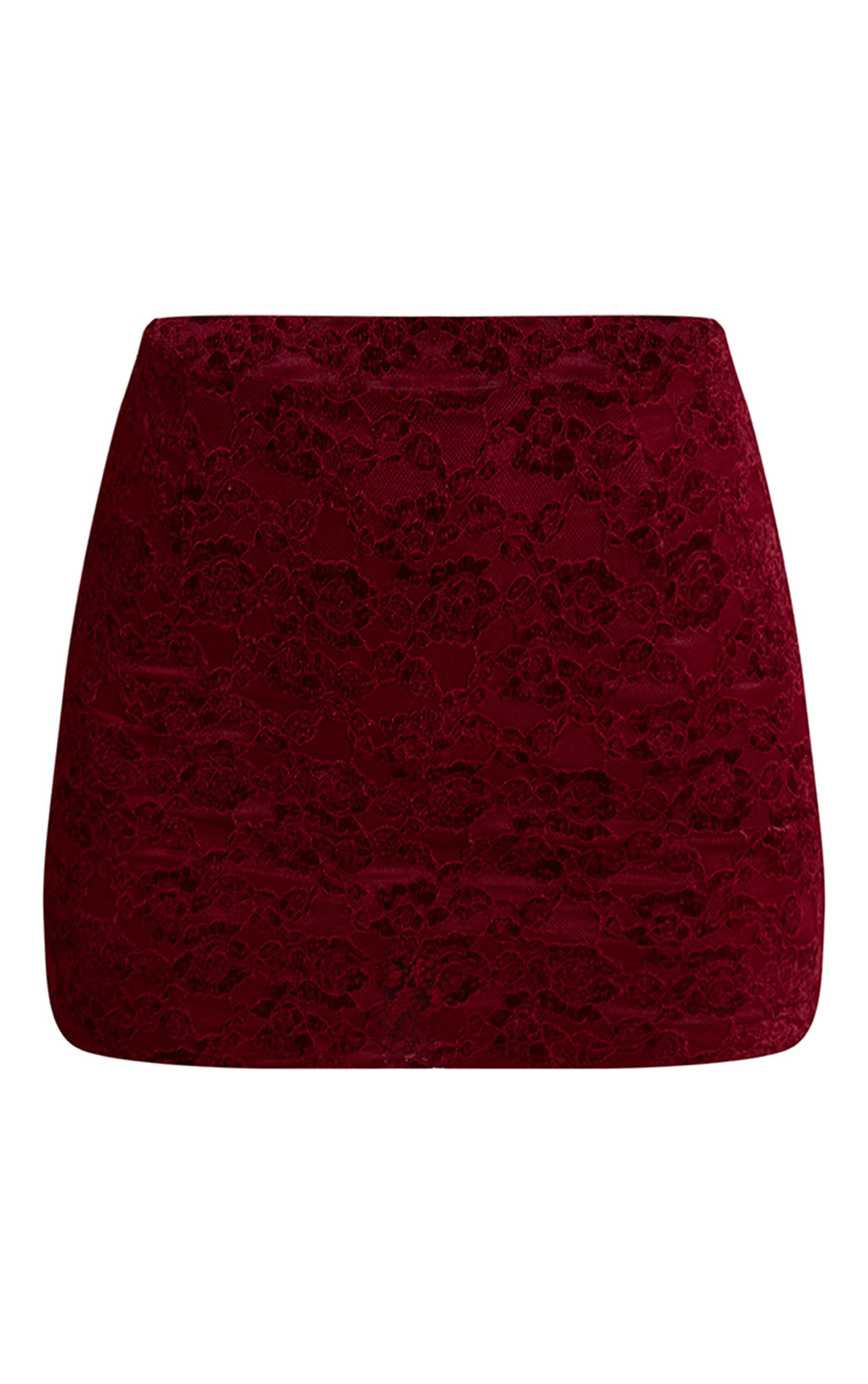 Dark Wine Lace Mid Rise Mini Skirt  image 6