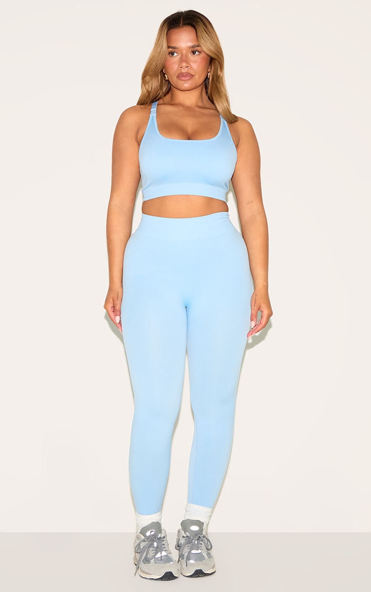 Shape Sky Blue Seamless Active Ruched Bum High Waisted Leggings image 1