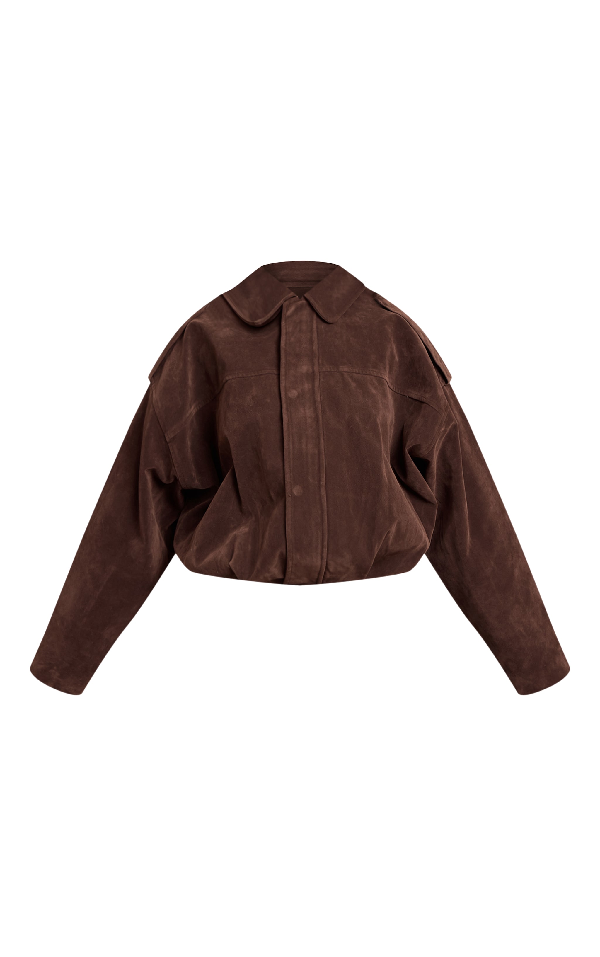Petite Brown Faux Suede Oversized Zip Up Jacket image 5