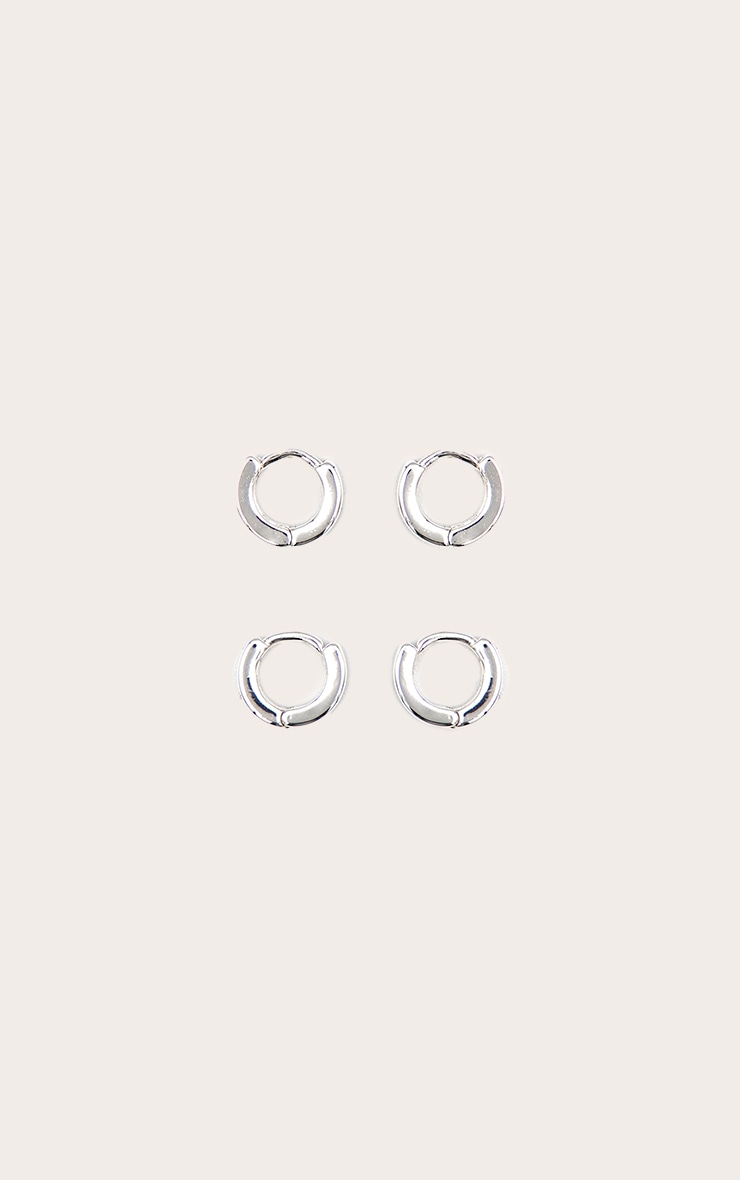 Lot de 2 paires de mini créoles plaqué argent image 1
