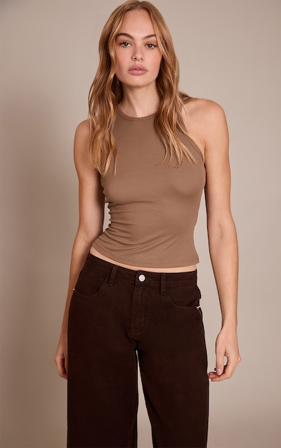 Mushroom Soft Rib Racer Neck Vest Top