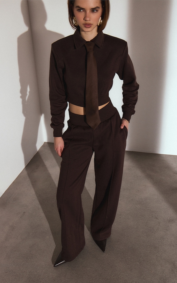 Chocolate High Waist Straight Leg Sweatpants