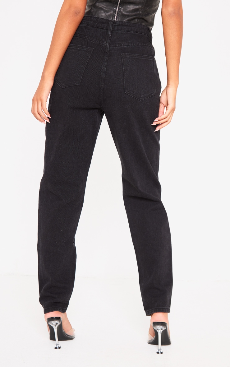 PRETTYLITTLETHING Tall Black Mom Jeans image 3