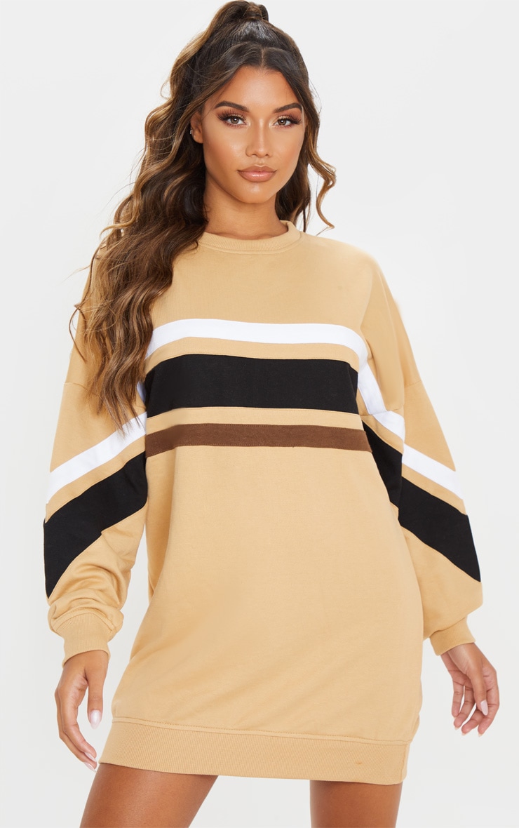 Biscuit Contrast Stripe Detail Sweat Dress
