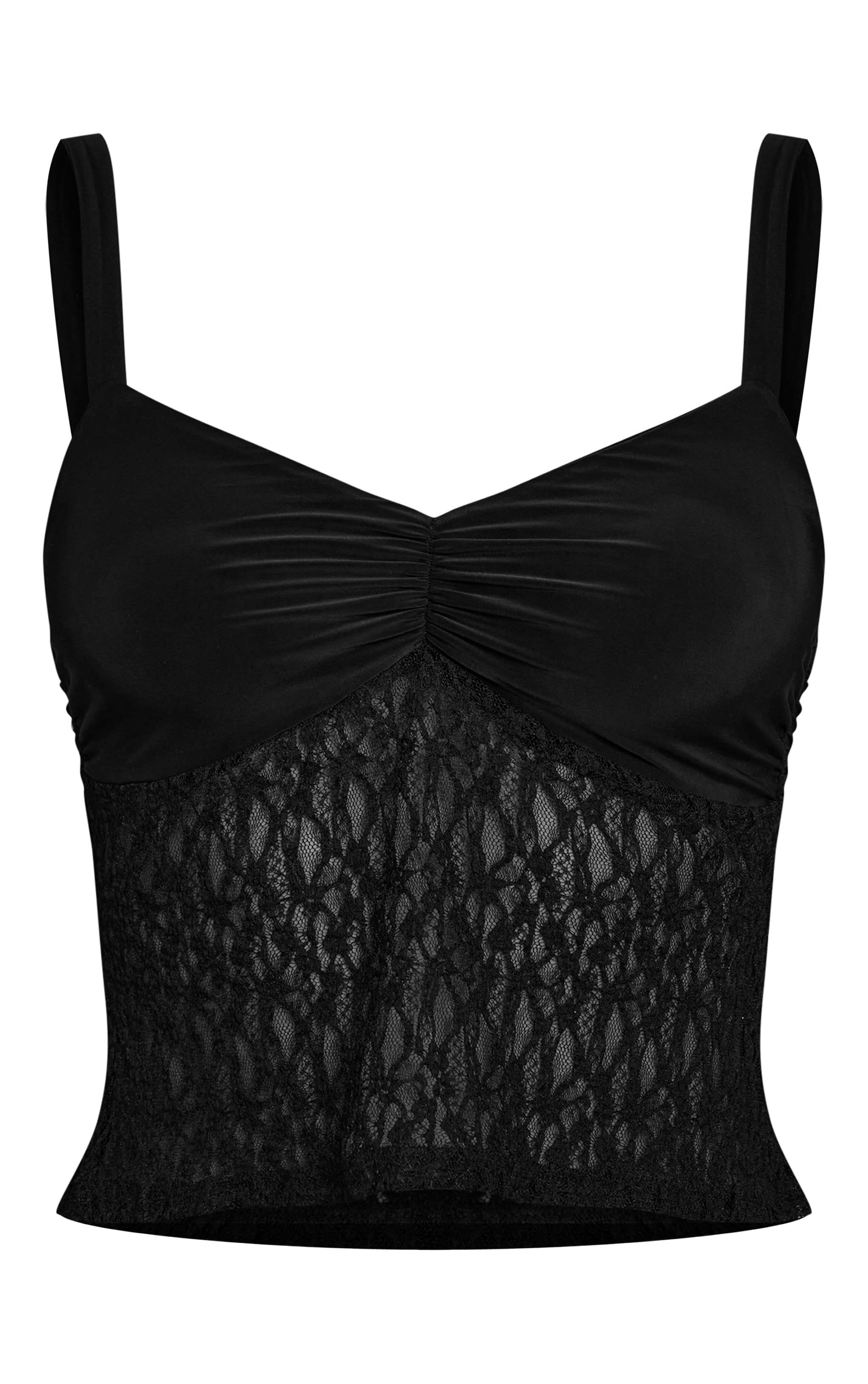 Black Slinky Lace Contrast Cami Top image 5