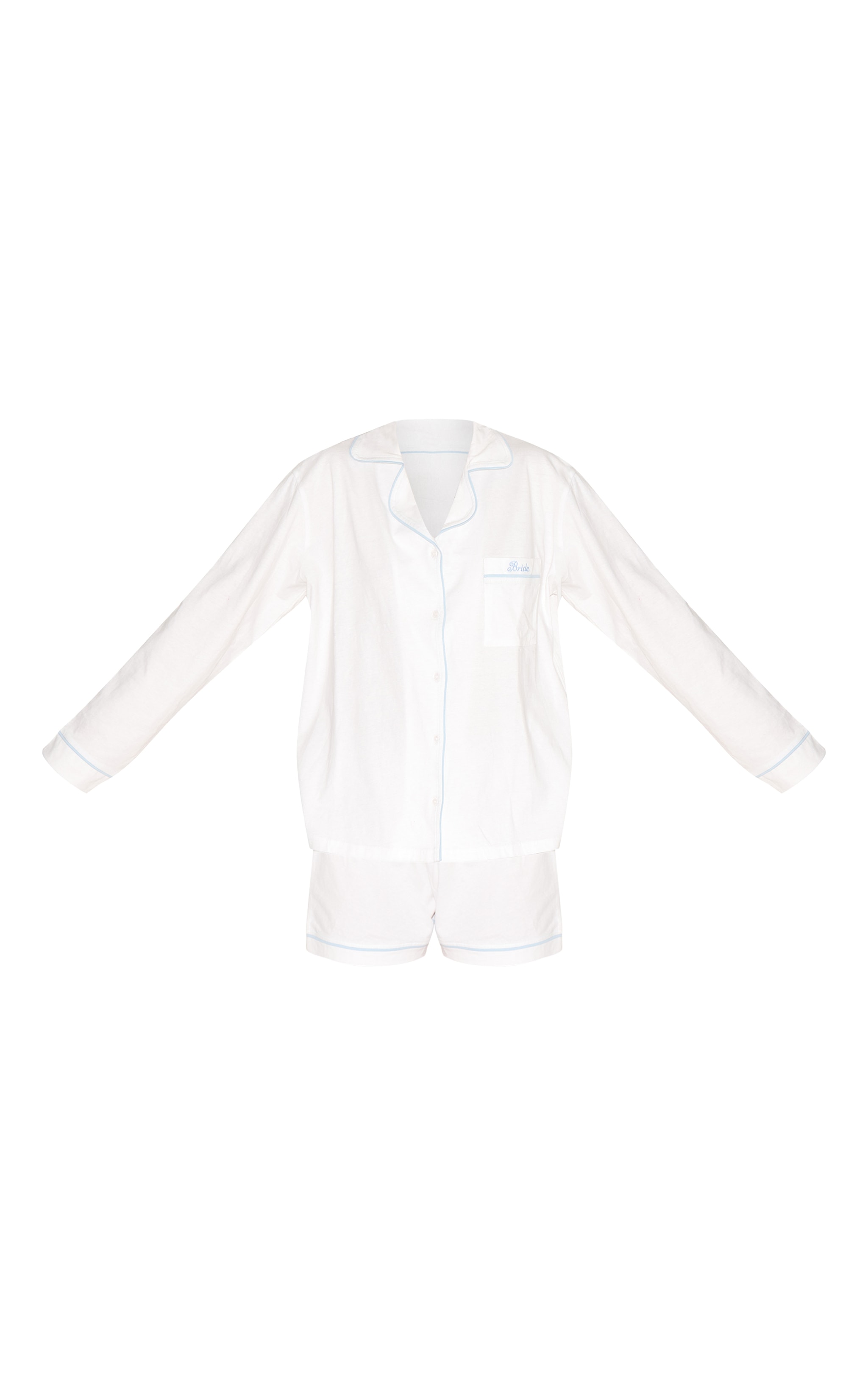 Ensemble de pyjama court en jersey blanc brodé "Bride" à lisérés contrastants image 5
