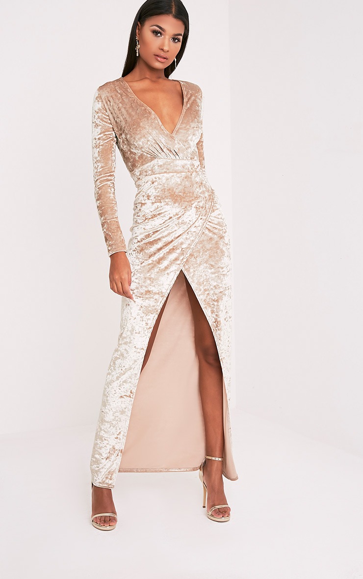 pretty little thing velvet wrap dress