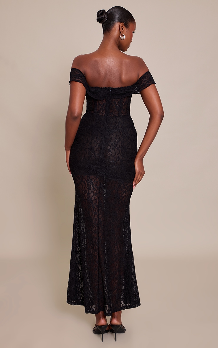 Black Lace Bandeau Corset Detail Maxi Dress image 2