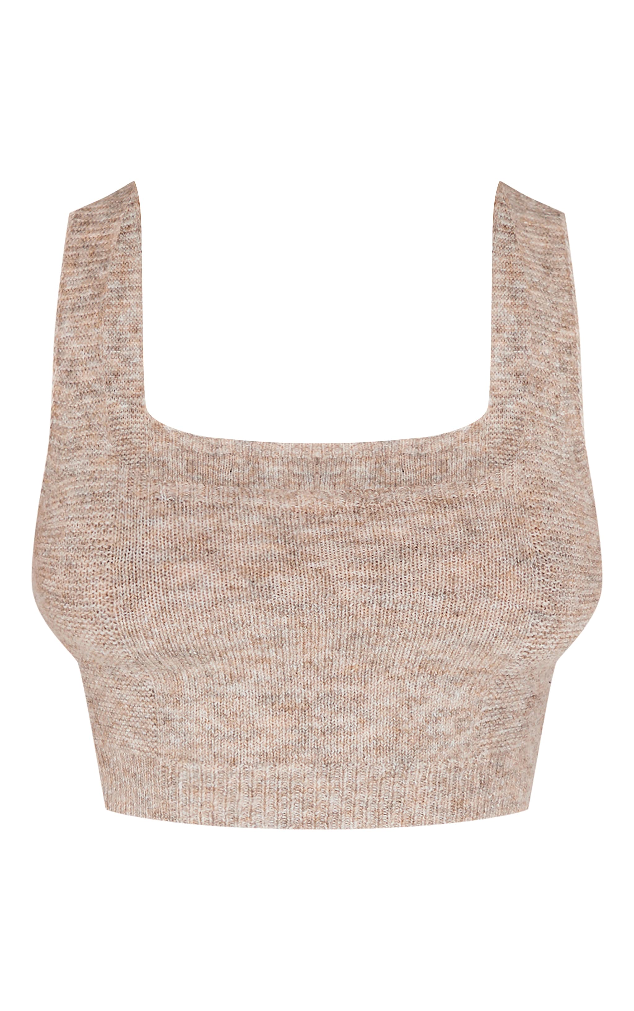 Petite Taupe Rib Knit Crop Top image 5