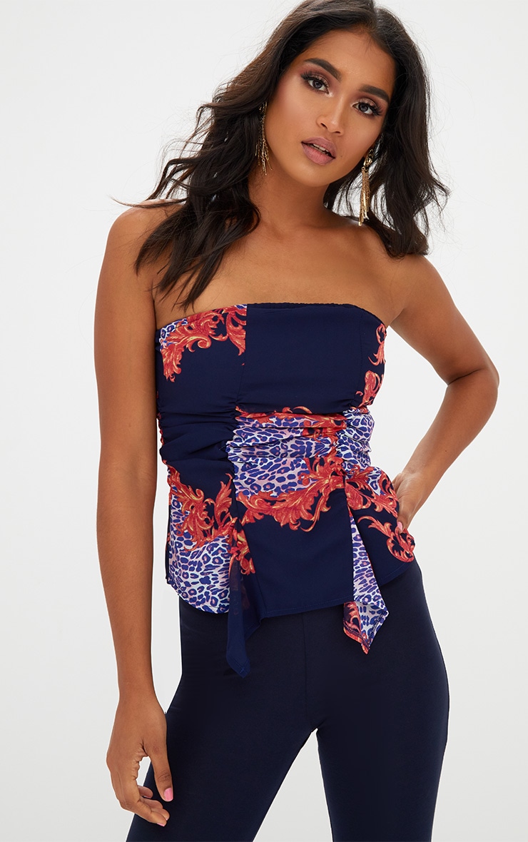 pretty little thing animal chain print chiffon shirt