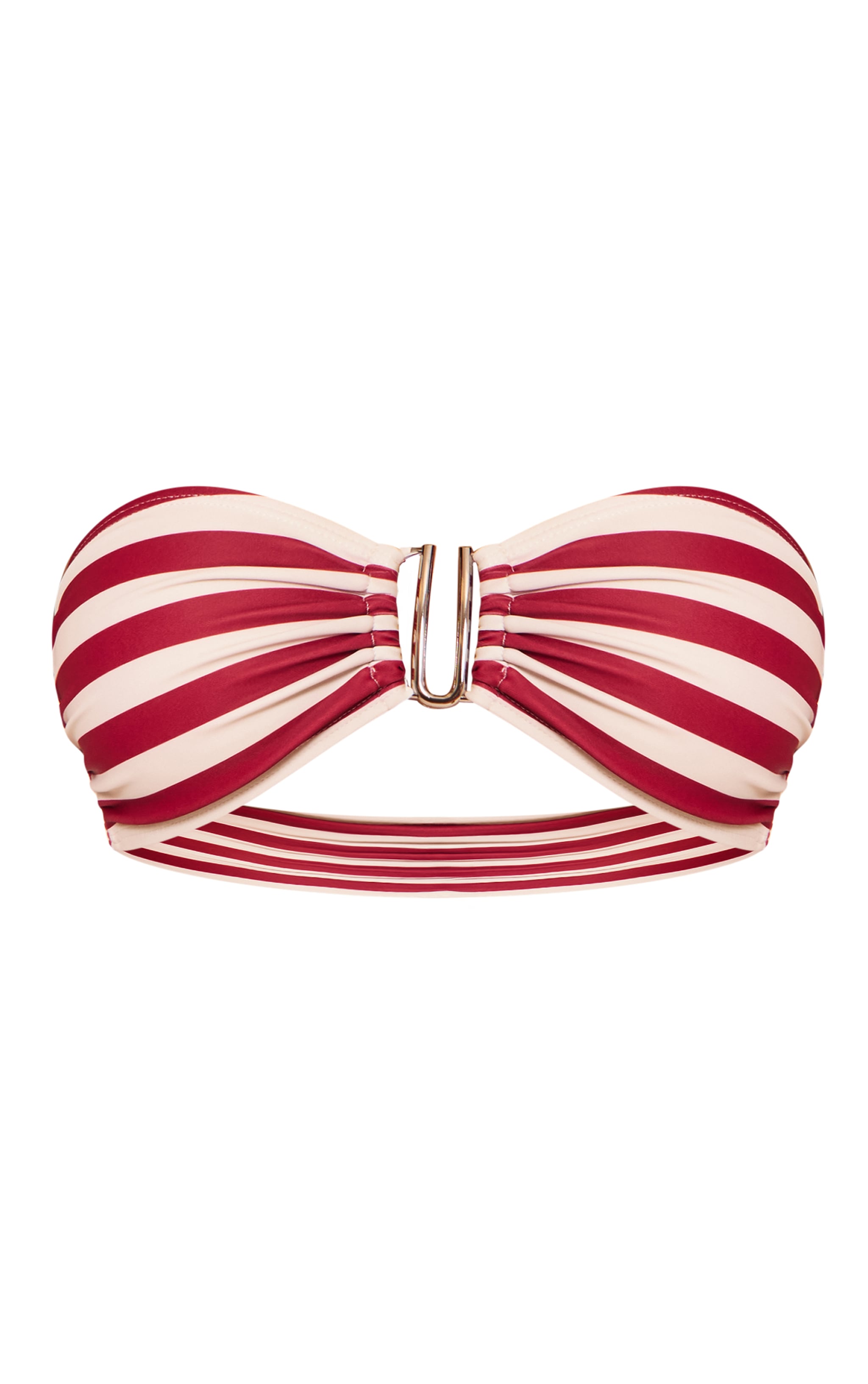 Burgundy Stripe U Bar Bandeau Bikini Top image 5