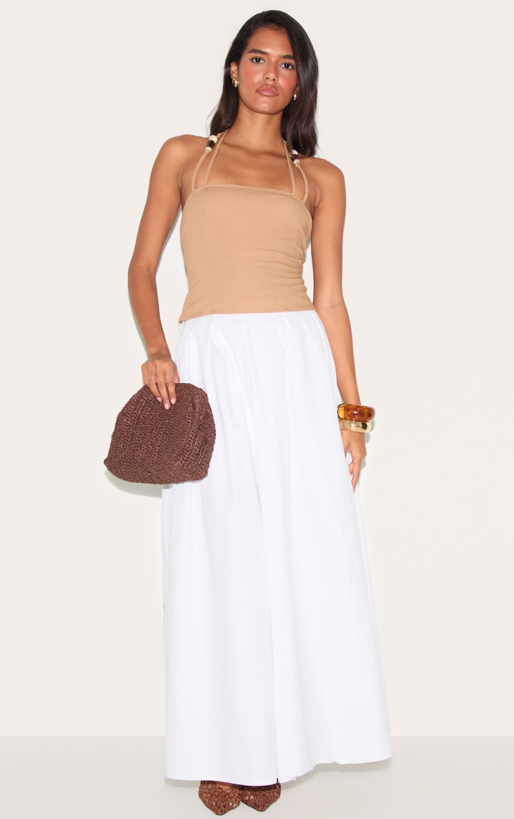 Light Brown Beaded Halterneck Long Top image 3