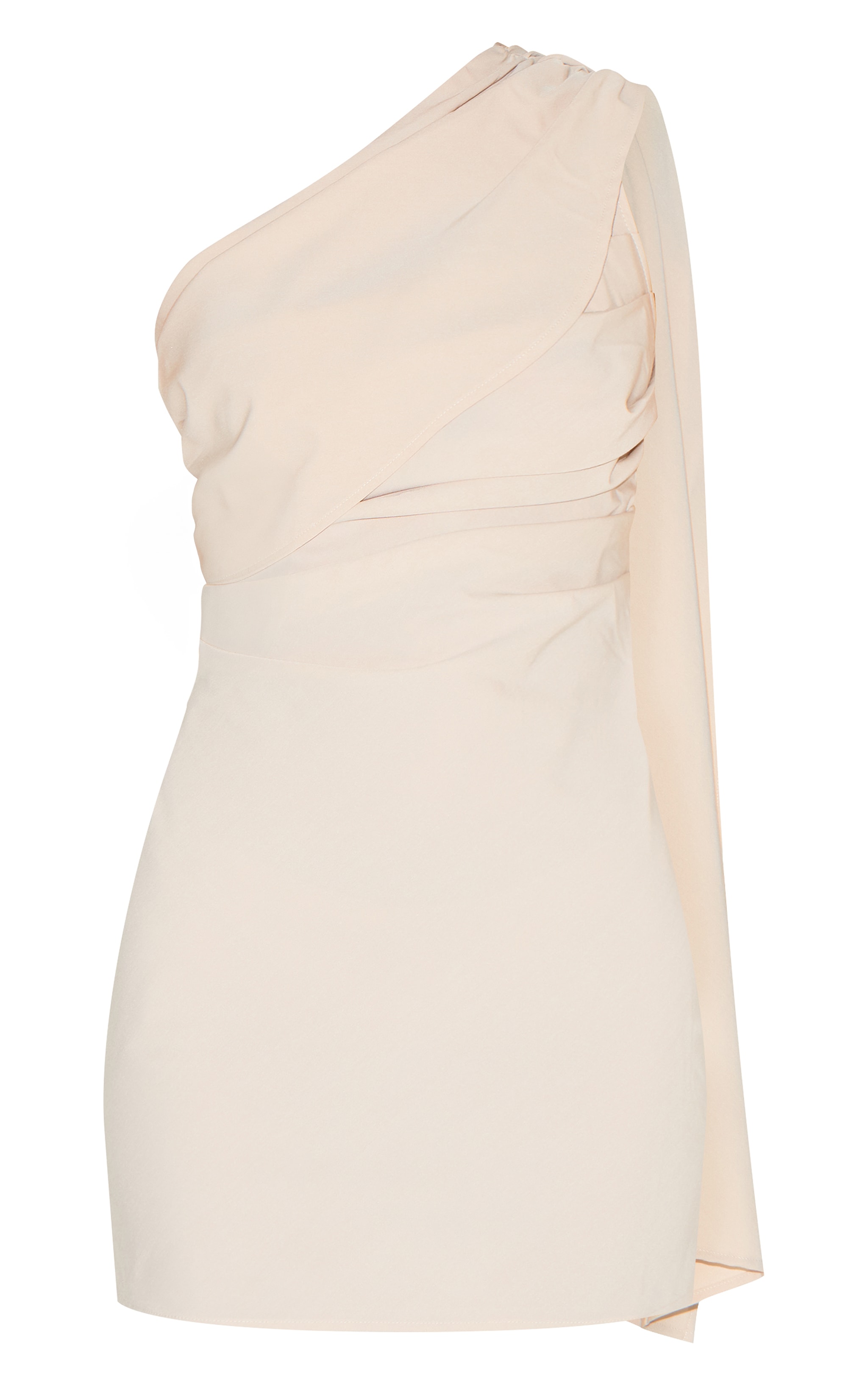 Mini robe tissée amande à épaule drapée image 5