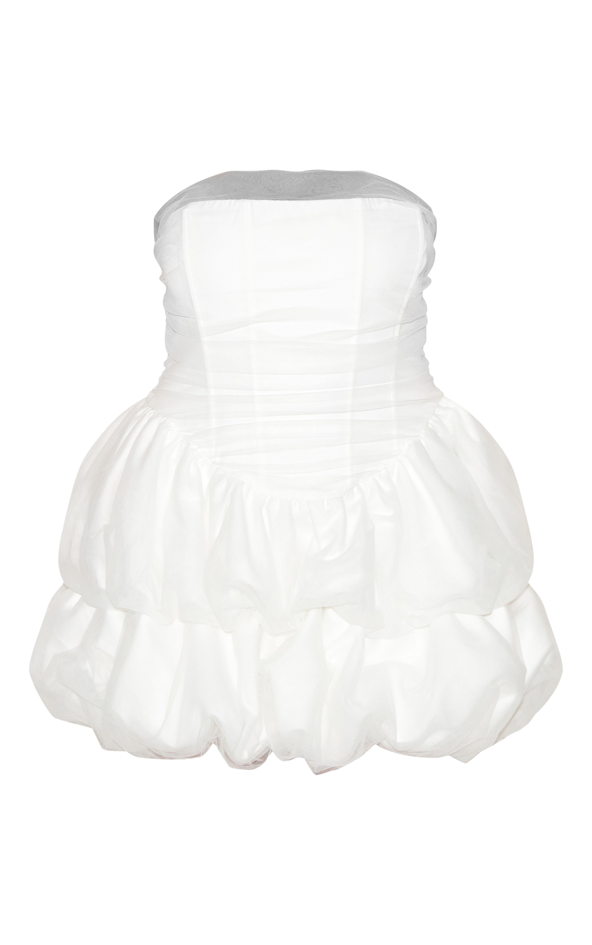 Plus Premium White Tulle Layered Corset Puffball Hem Bodycon Dress image 5