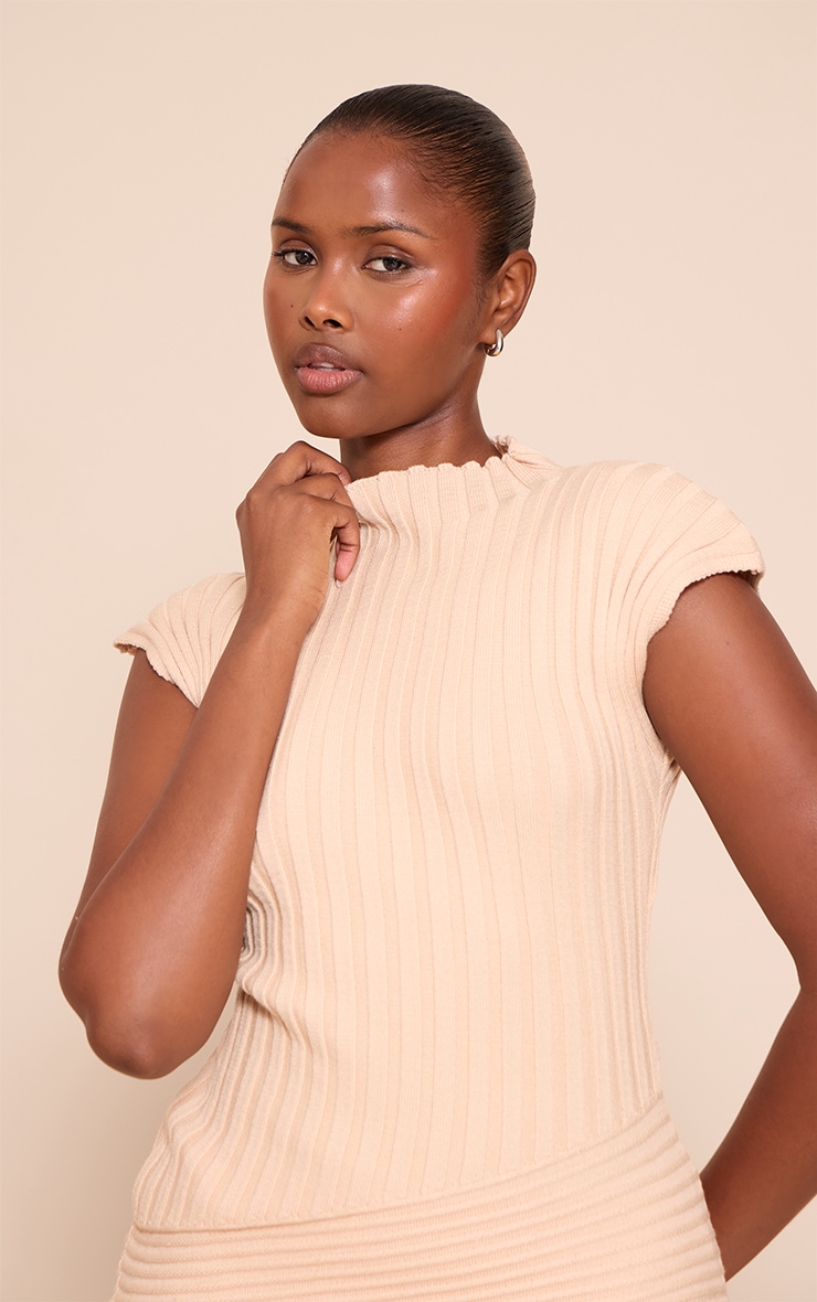 Stone High Neck Asymmetric Detail Knitted Top image 4