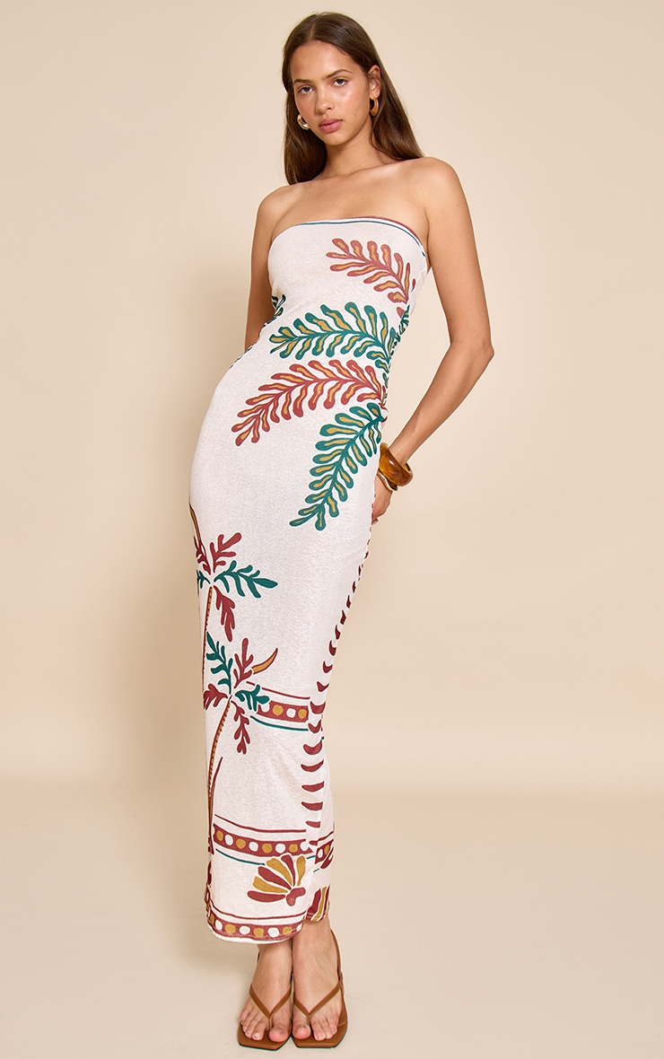 Stone Printed Onion Skin Bandeau Floral Print Maxi Dress image 1
