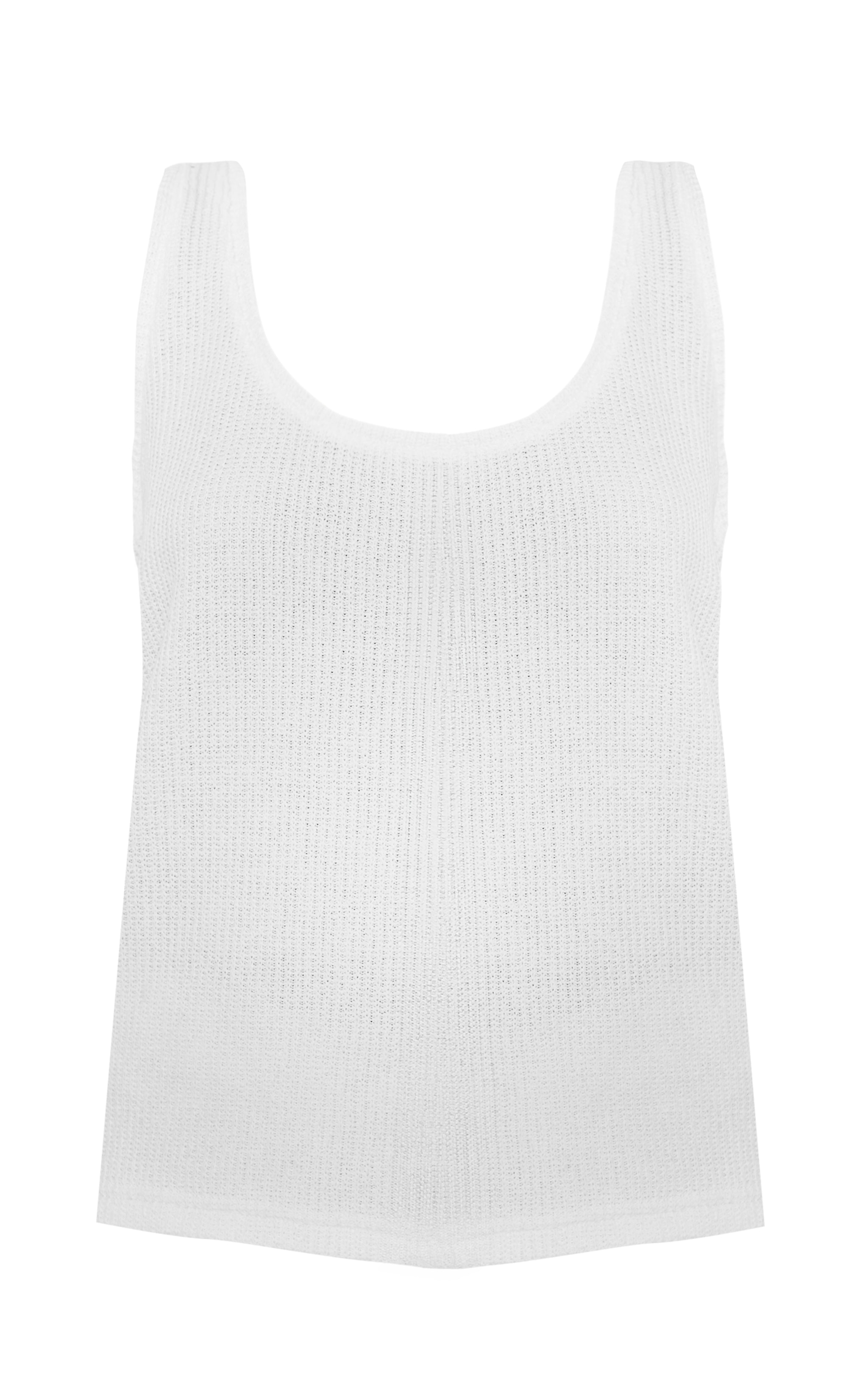 Cream Textured Waffle Scoop Neck Longline Top image 5
