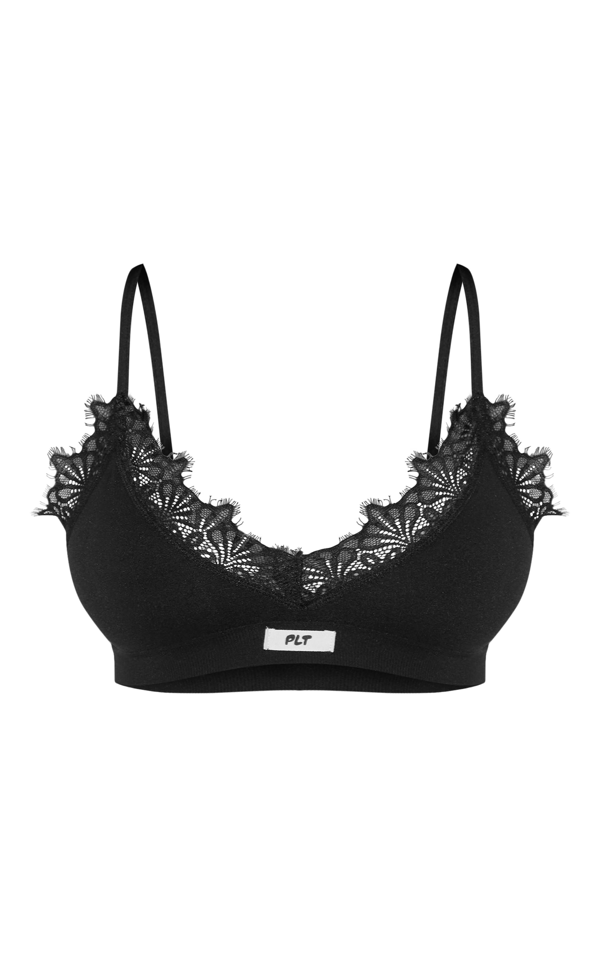 PRETTYLITTLETHING Black Badge Lace Trim Bra image 5