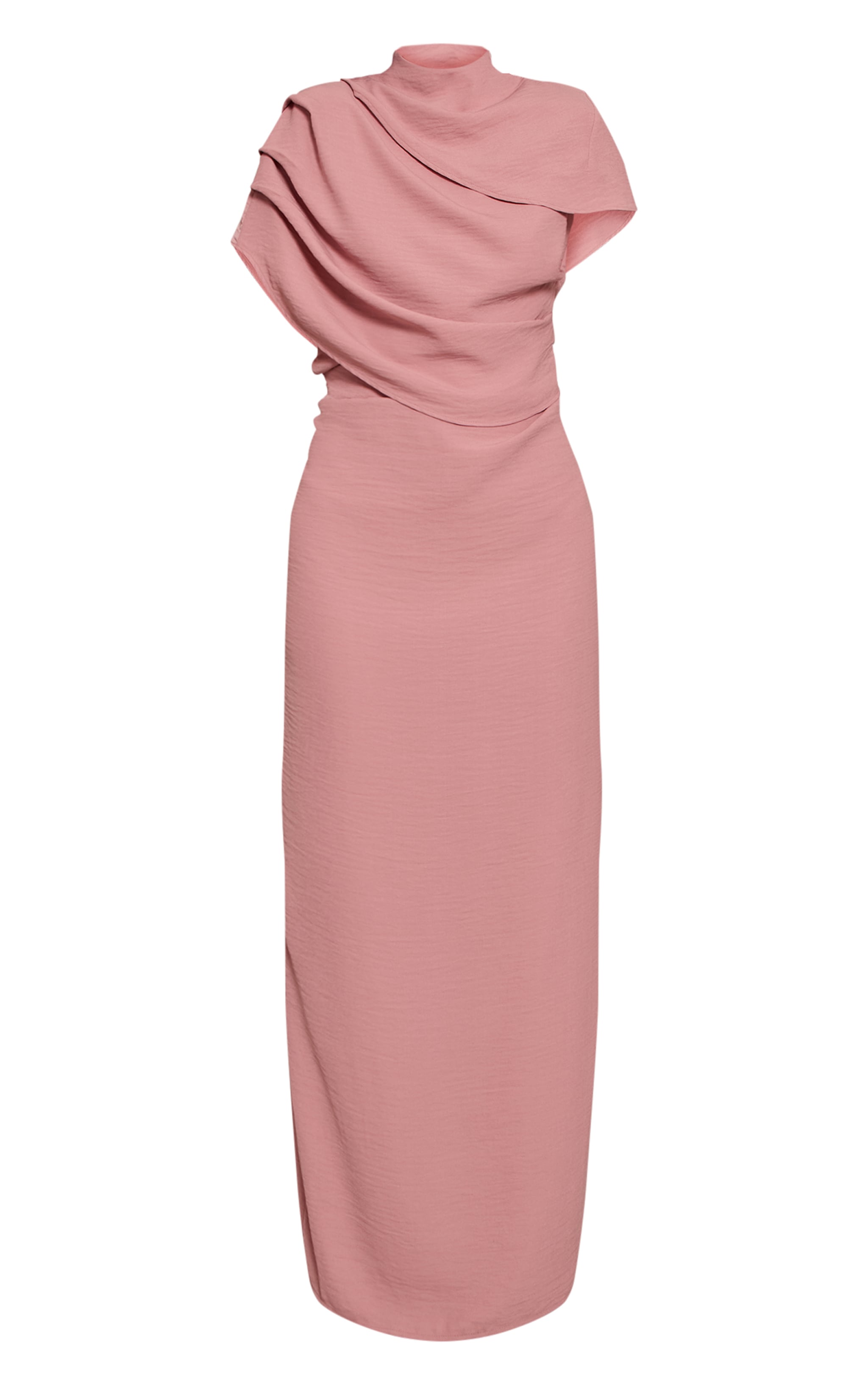 Blush Textured High Neck Pleated Maxi Dress image 5